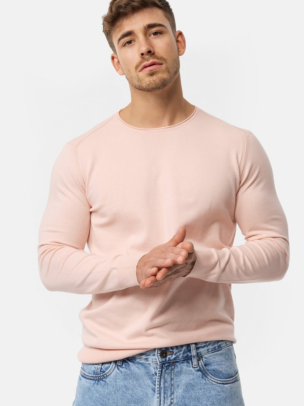 Indicode Strickpullover Herren Jersey rosa, L