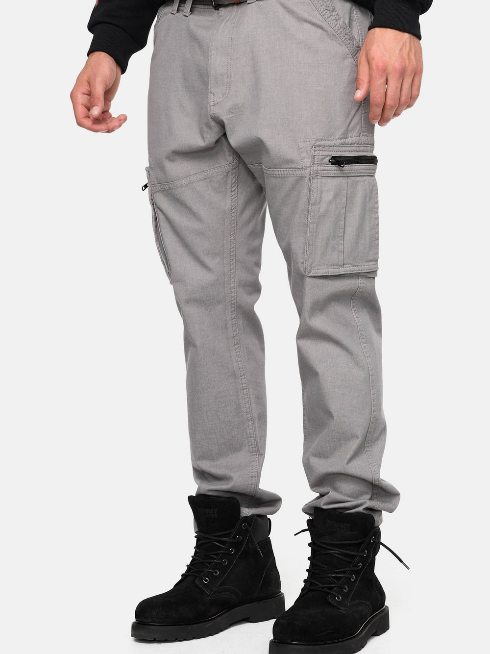 Indicode Cargohose Herren Baumwolle grau, L