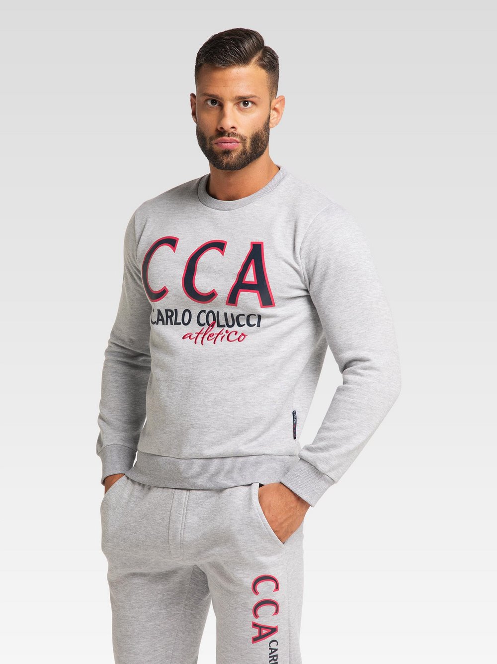 Carlo Colucci Sweatshirt  Herren grau bedruckt, S