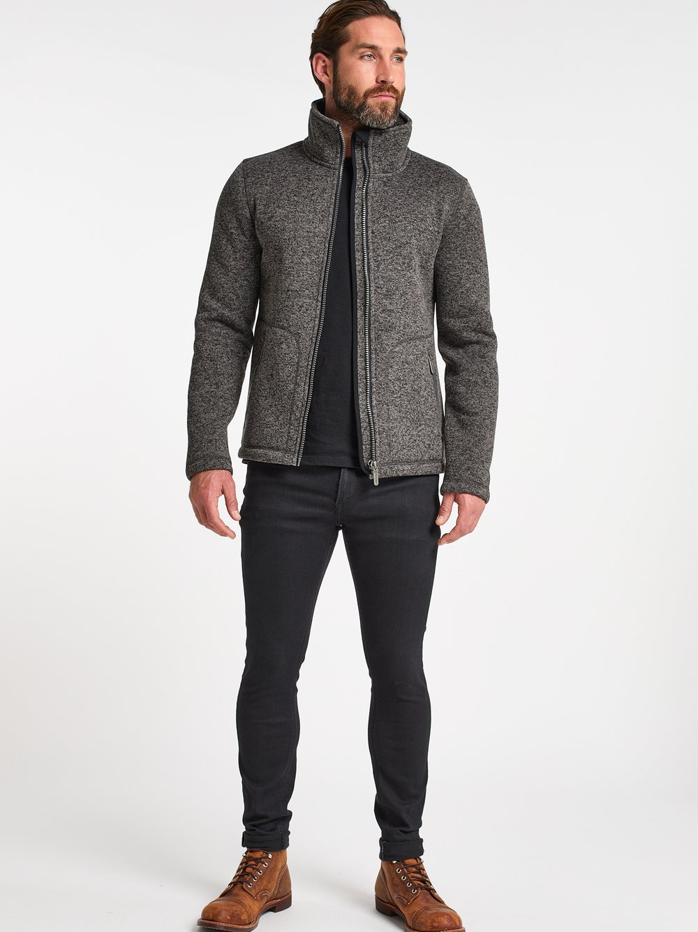 ICEBOUND Strickfleecejacke Herren grau meliert, M