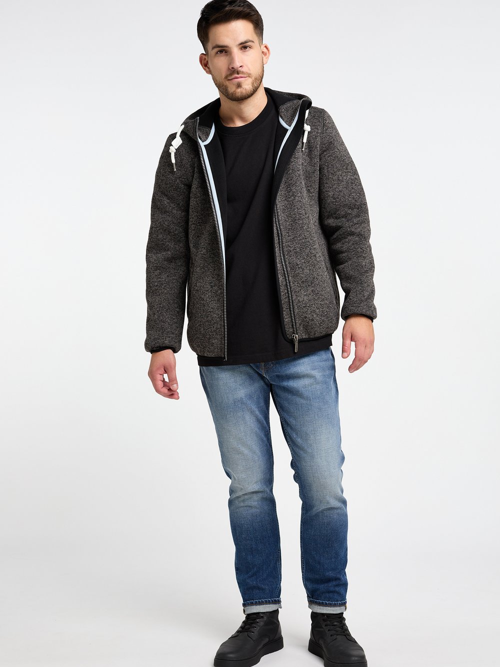 ICEBOUND Strickfleeceblouson Herren grau meliert, M