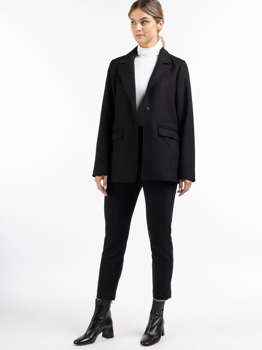 Dreimaster Langer Blazer aus Wollgemisch Damen schwarz, XXL