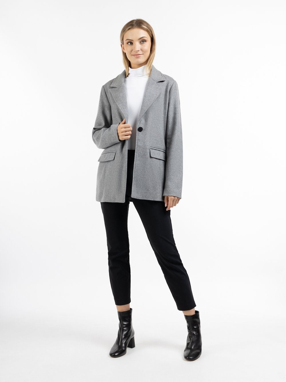 Dreimaster Langer Blazer aus Wollgemisch Damen grau, S