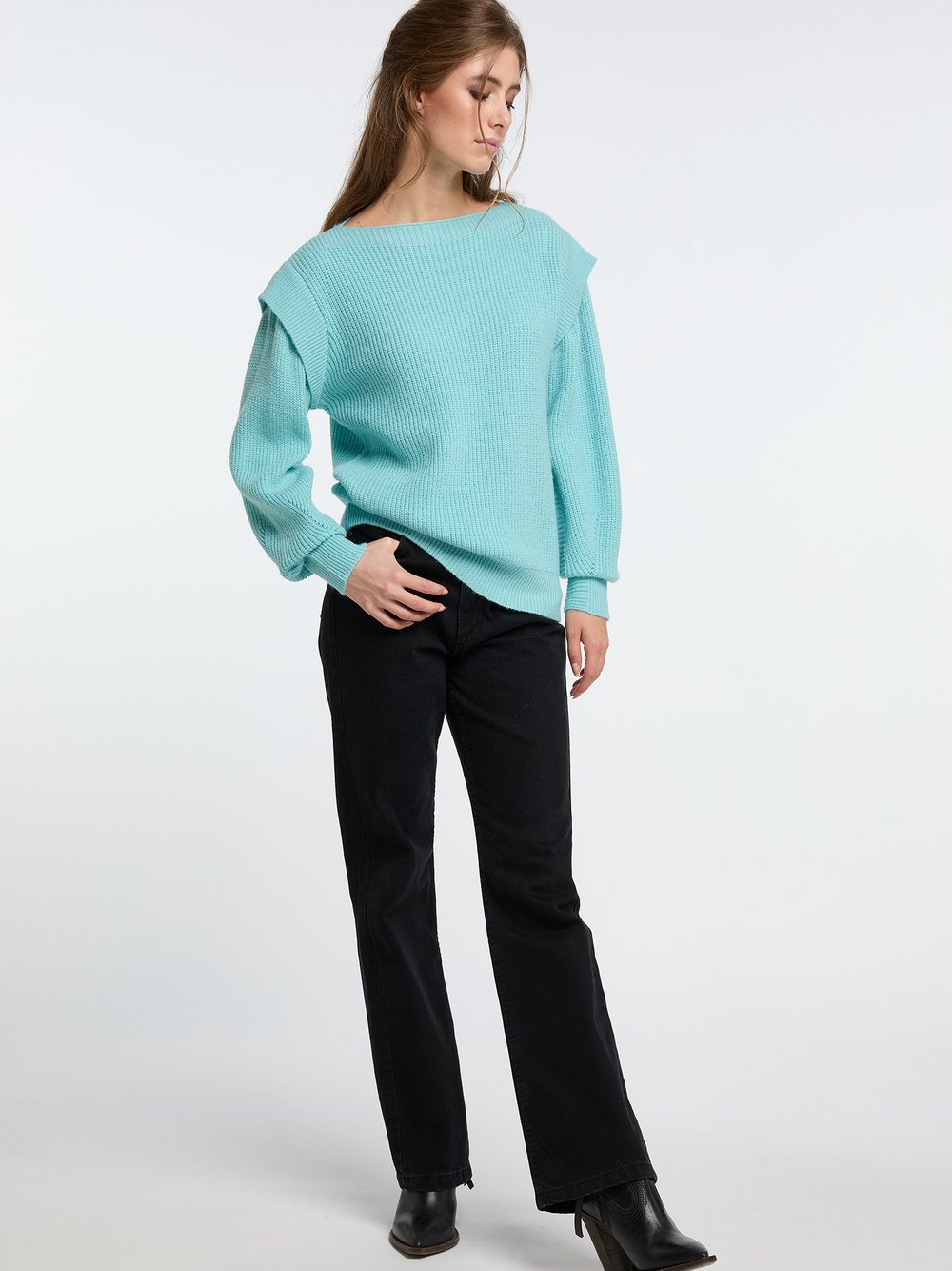 IZIA Grobstrick Pullover Damen blau, M/L