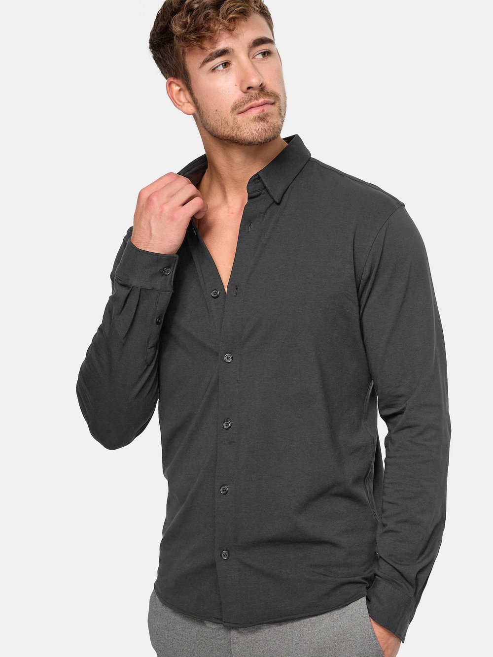 Indicode Hemd Langarm Herren Regular Fit Baumwolle grau, XL