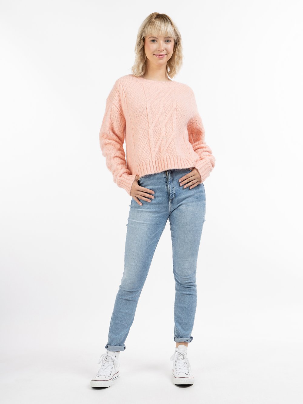 MyMo Strickpullover Damen rosa gemustert, XS/S