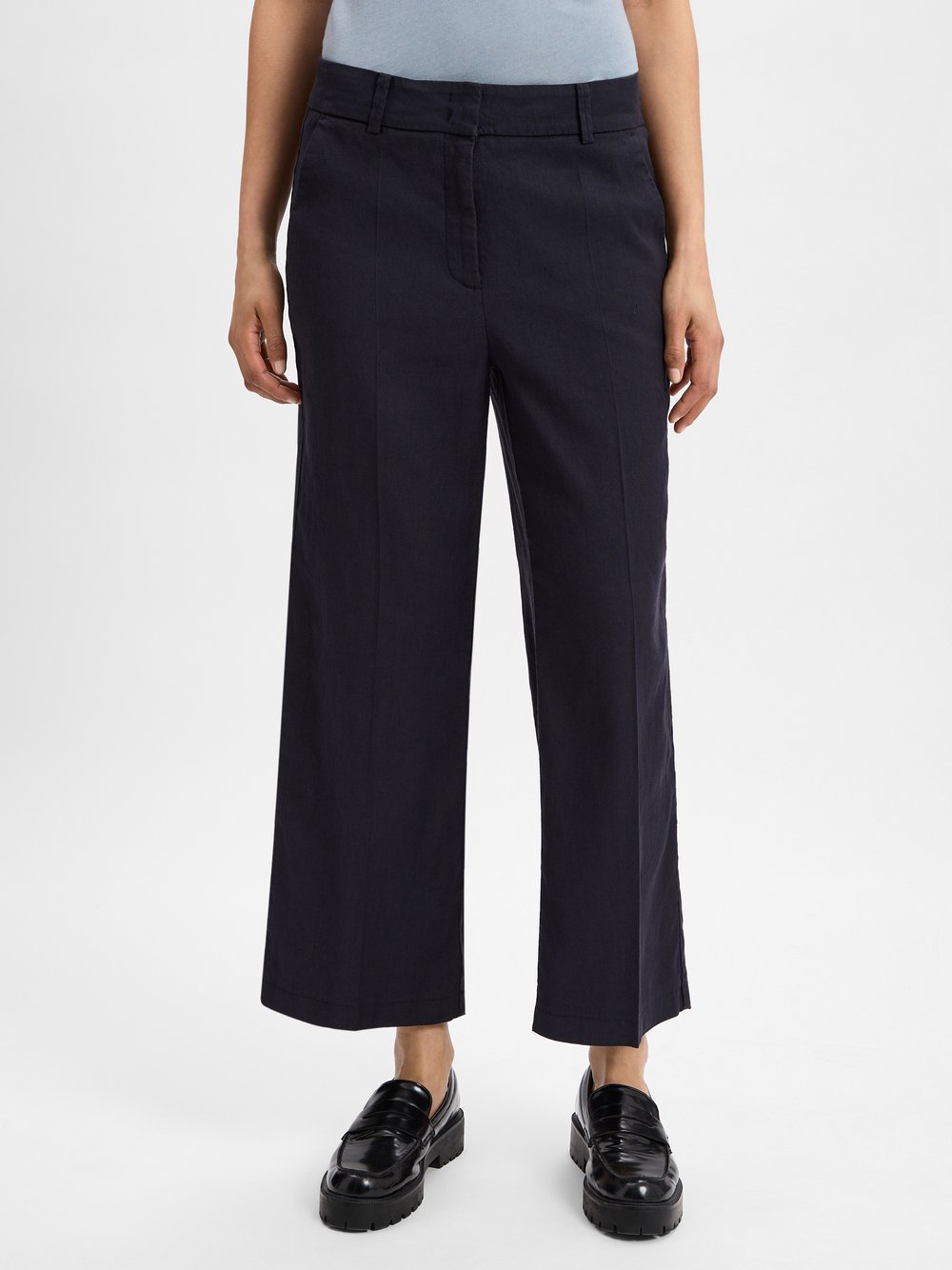 Cambio Hose mit Leinenanteil Damen Baumwolle blau, 40