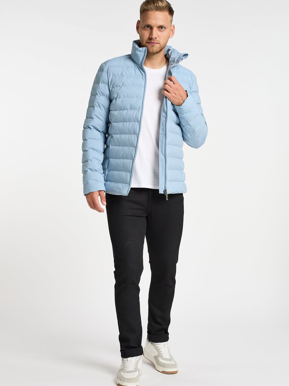 Mo Wattierte Winterjacke Herren blau, L