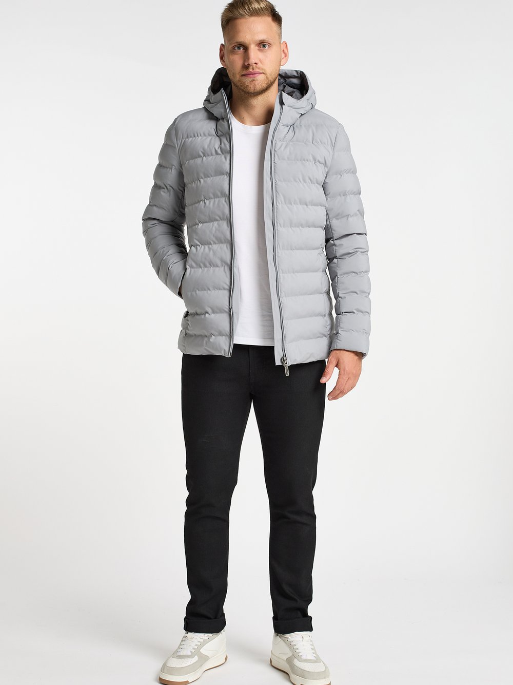 Mo Wattierte Winterjacke Herren grau, M