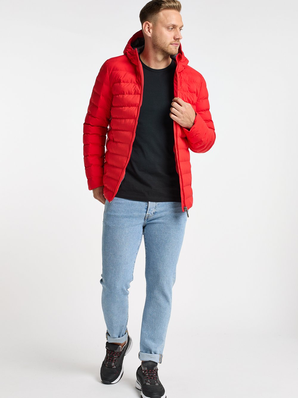 Mo Wattierte Winterjacke Herren rot, M