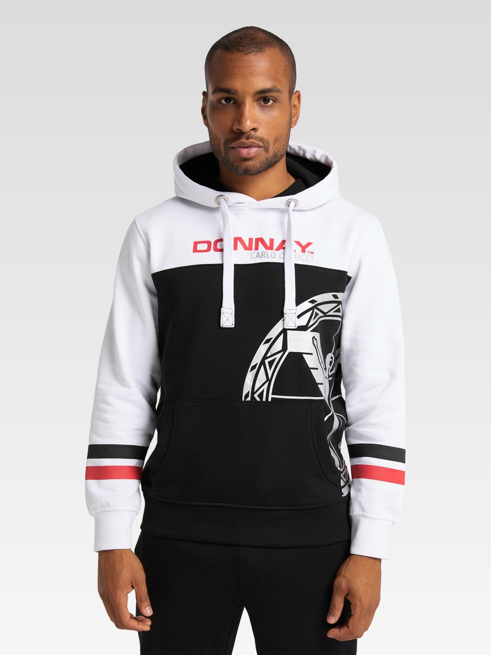 Thumbnail - Carlo Colucci Hoodie Herren Baumwolle schwarz bedruckt, S