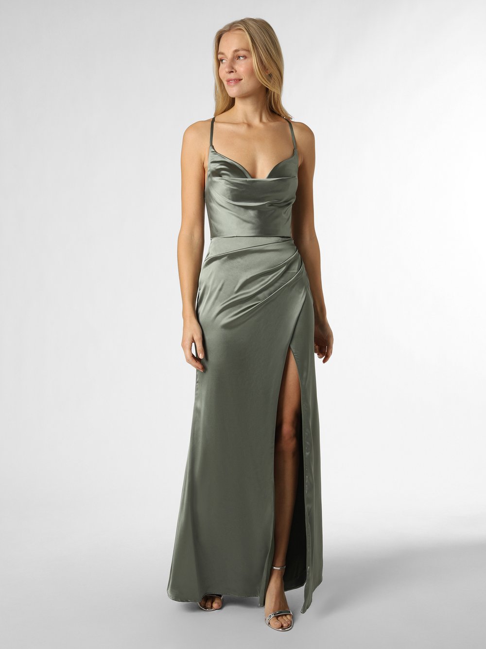 Luxuar Fashion Damska sukienka wieczorowa Kobiety zielony jednolity, 40