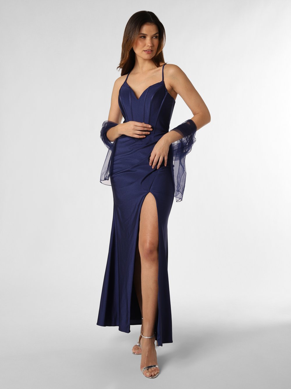Obraz przedstawiający Luxuar Fashion Damska sukienka wieczorowa z etolą Kobiety Sztuczne włókno niebieski jednolity, 40