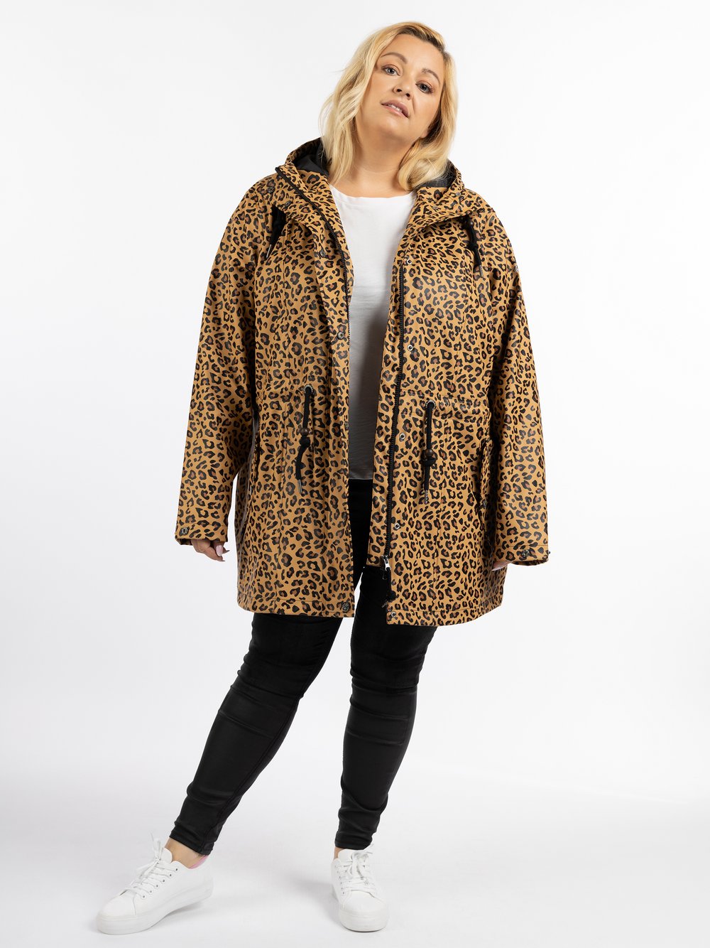 Schmuddelwedda Plus Size Regenmantel mit Leoprint Damen braun gemustert, 42-44