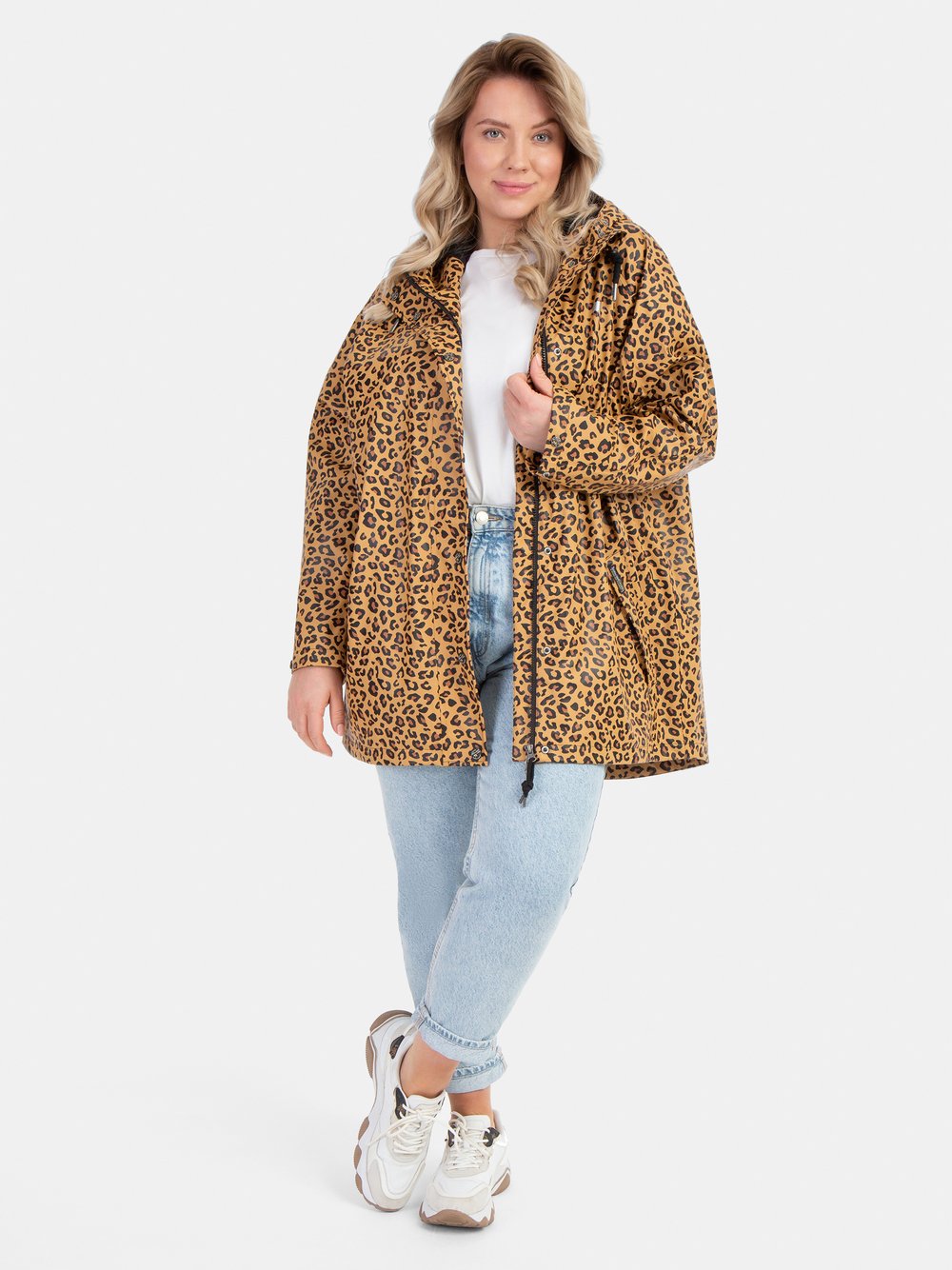 Schmuddelwedda Plus Size Regenmantel mit Leoprint Damen mehrfarbig gemustert, 46-48