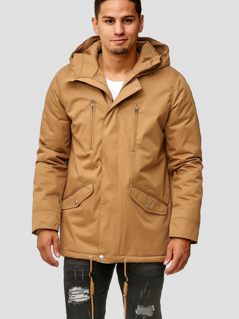 Indicode Parka Herren Baumwolle braun, S