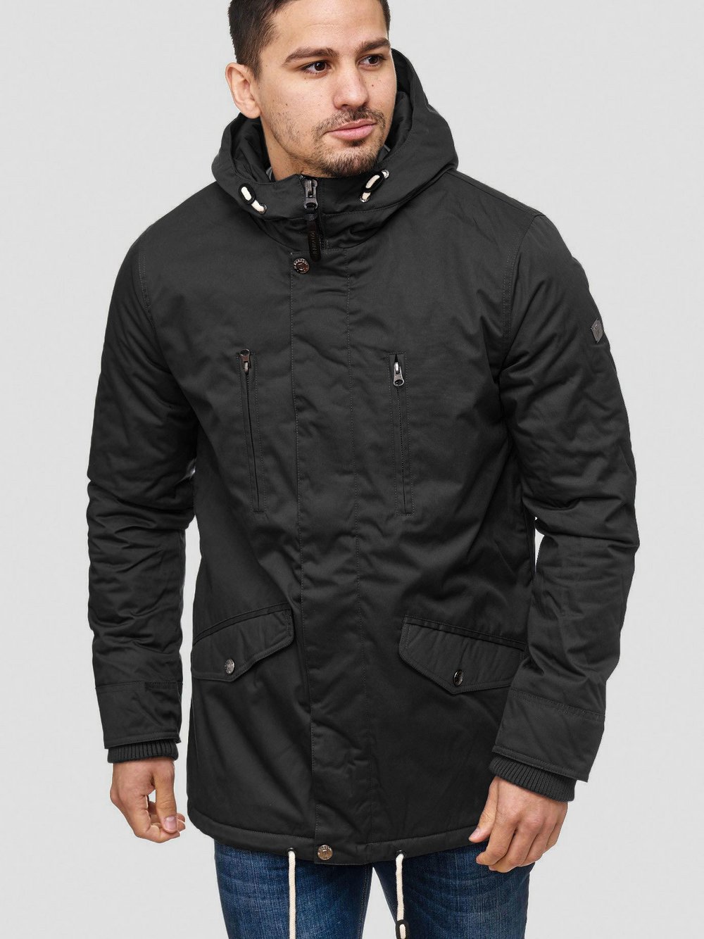 Indicode Parka Herren Baumwolle schwarz, L