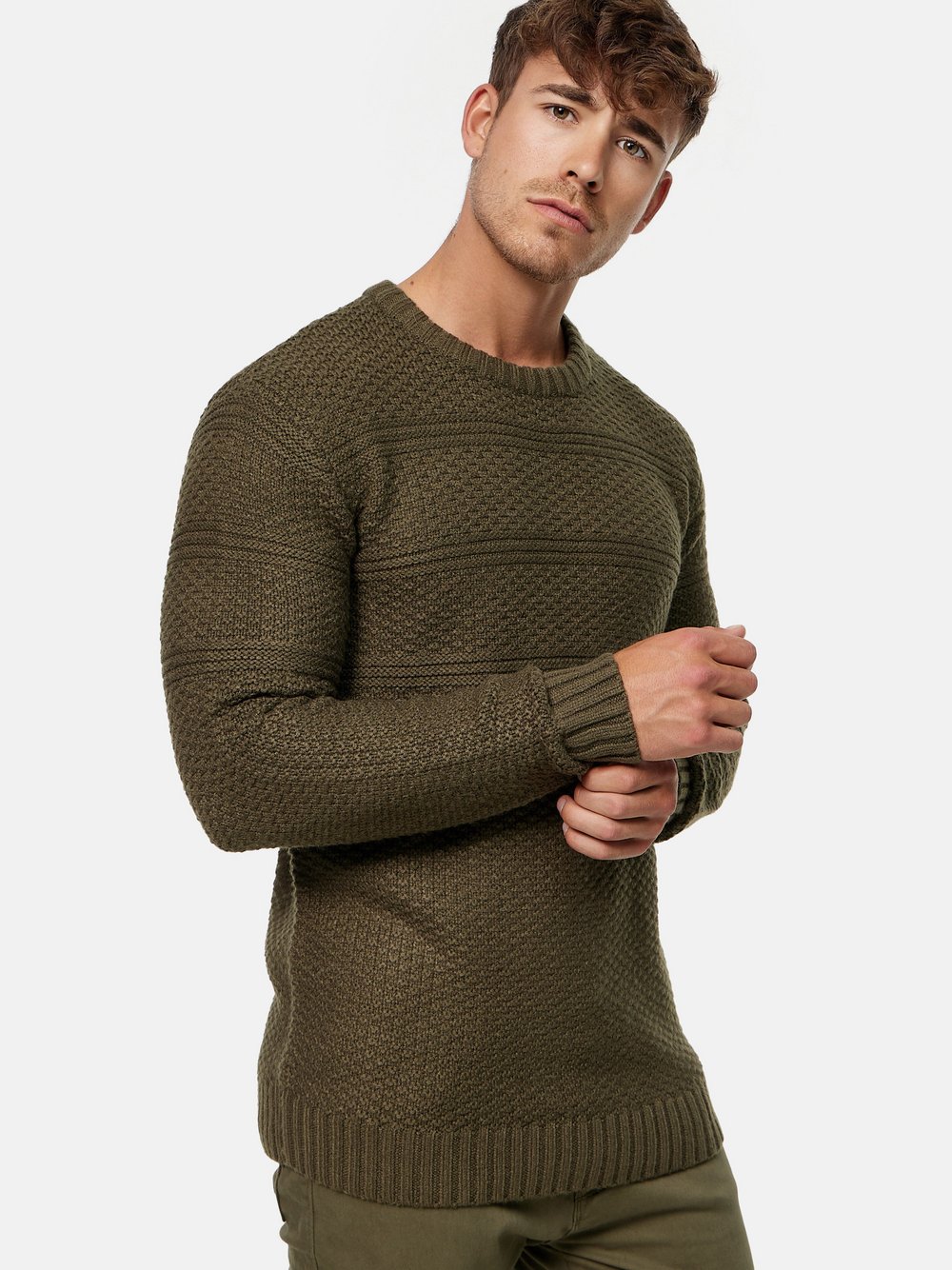 Indicode Strickpullover Herren Grobstrick grün, XL