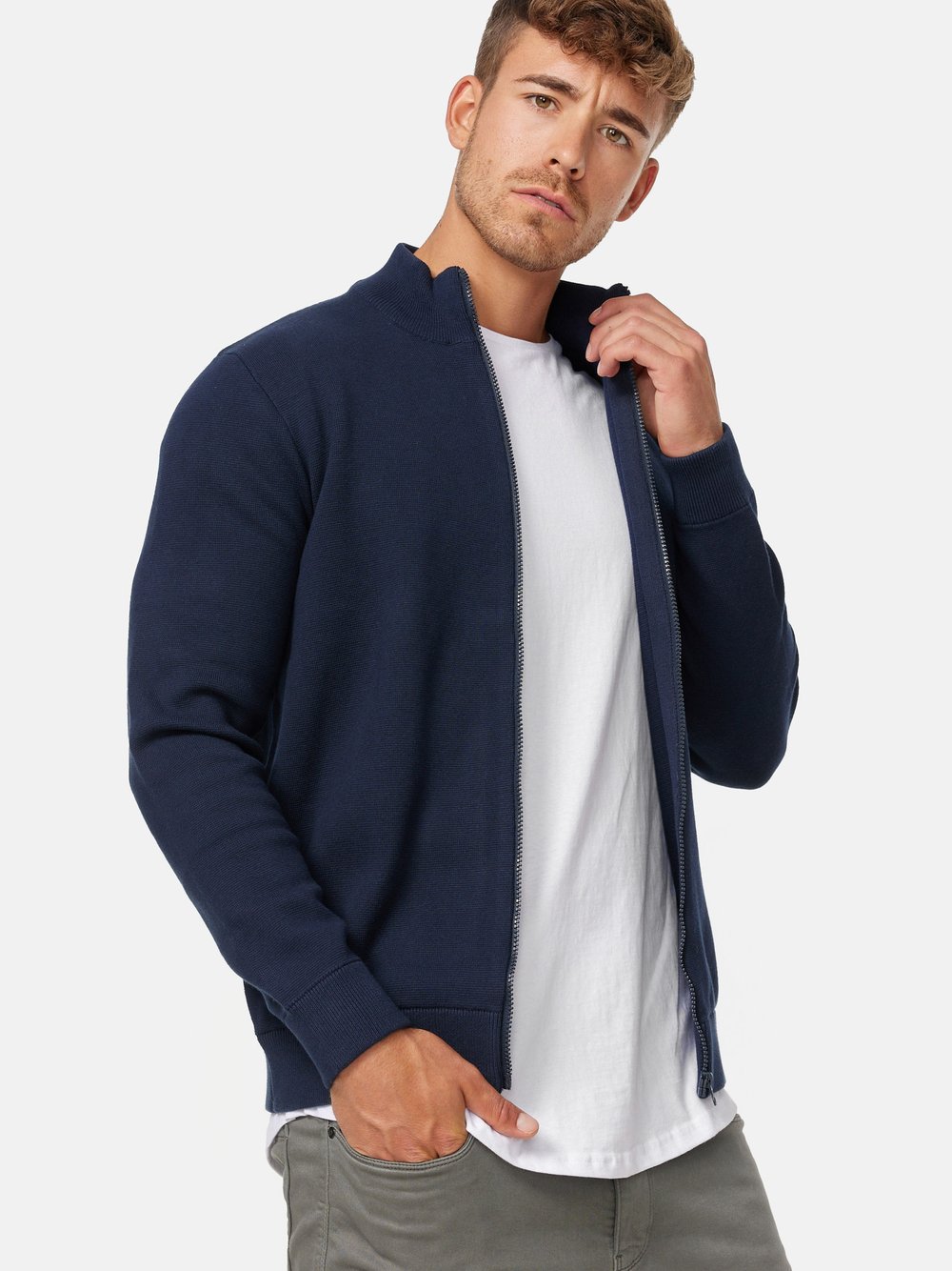 Indicode Strickjacke Herren Baumwolle blau, M