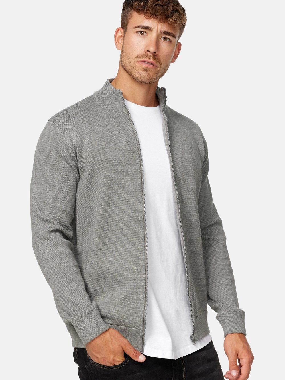 Indicode Strickjacke Herren Baumwolle grau, S