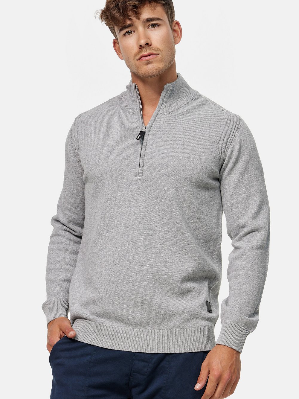 Indicode Strickpullover Herren Jersey grau, XL