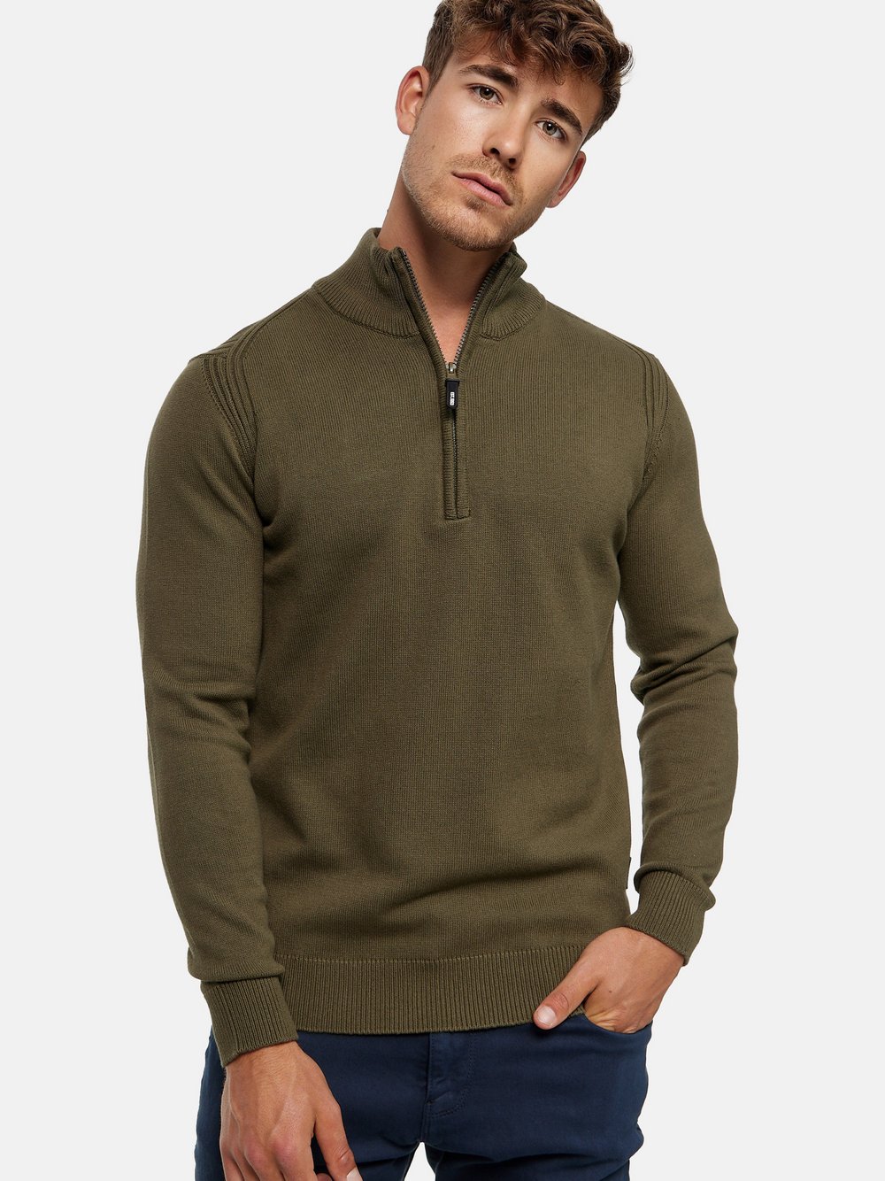 Indicode Strickpullover Herren Jersey grün, M