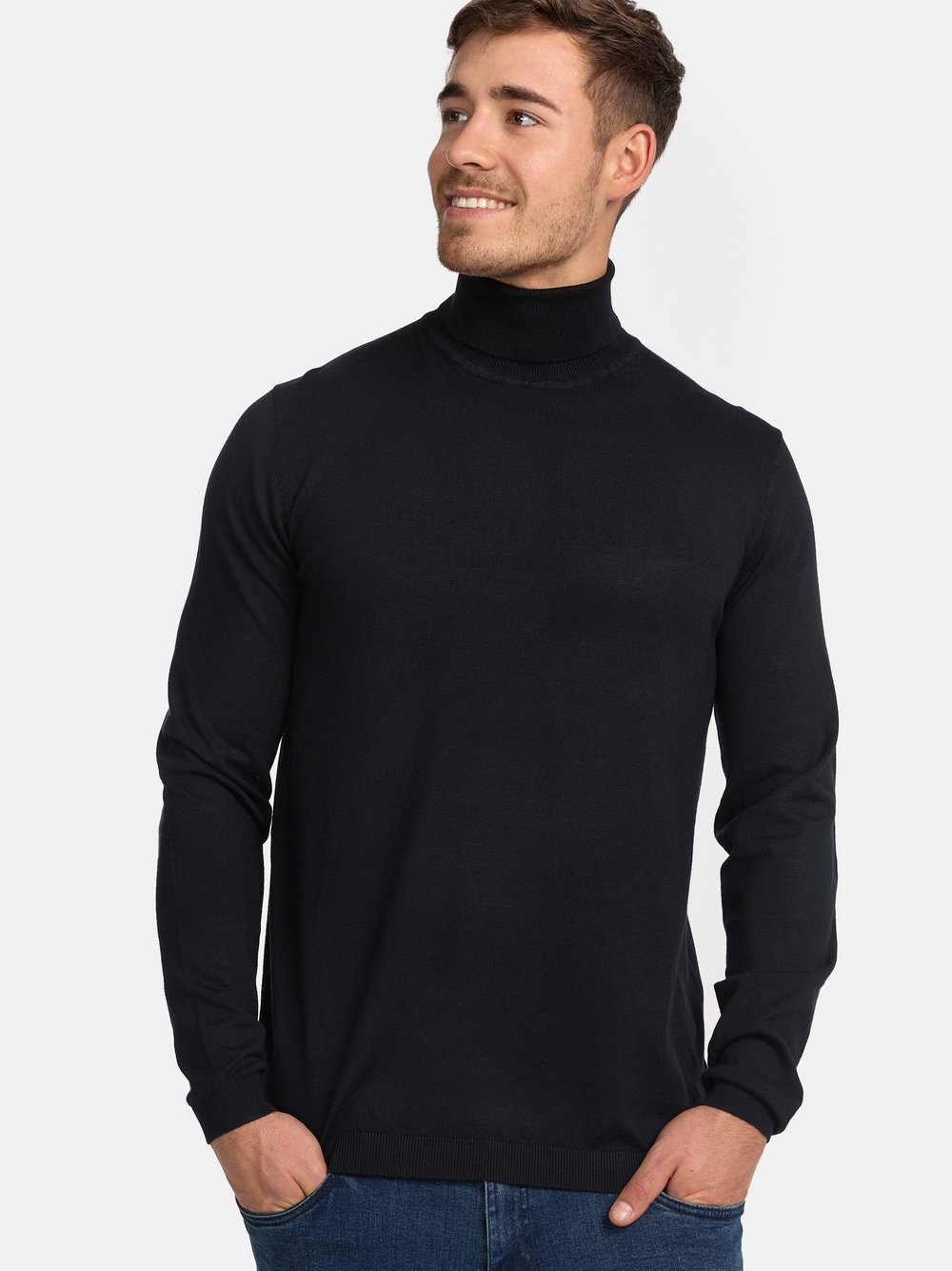 Jeff Strickpullover Herren Viskose schwarz, M