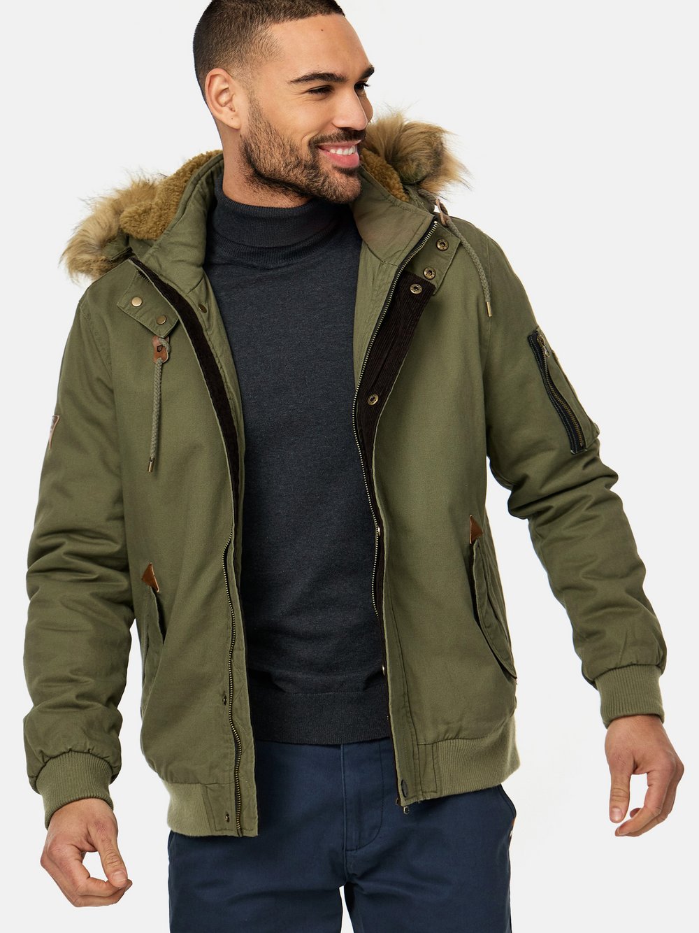 Indicode Winterjacke Herren Baumwolle grün, M