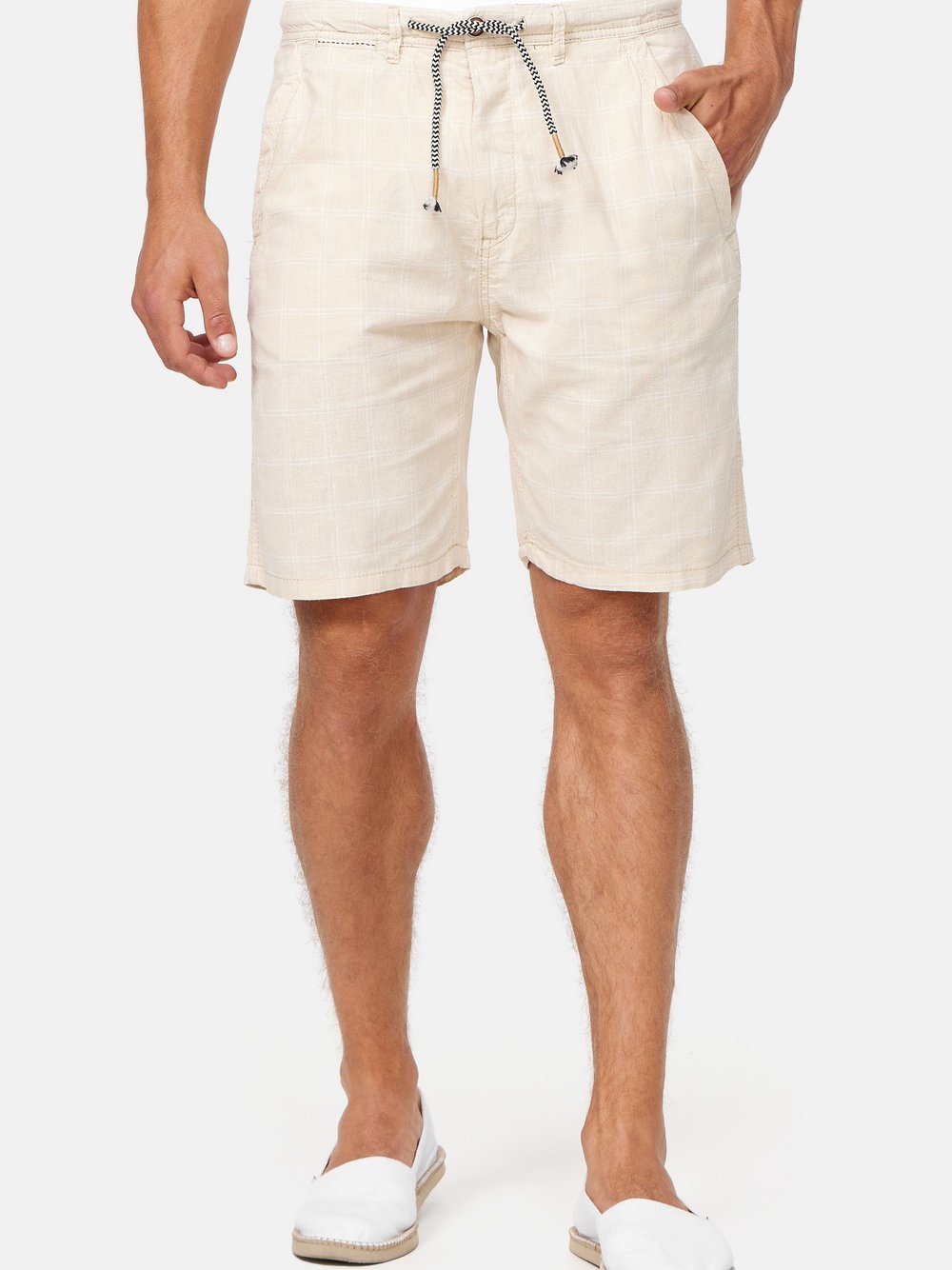 Indicode Shorts Leinen Herren beige, L