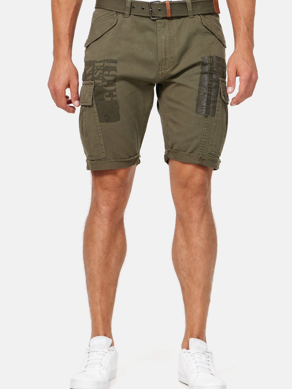 Indicode Shorts Cargo Herren Baumwolle grün, L