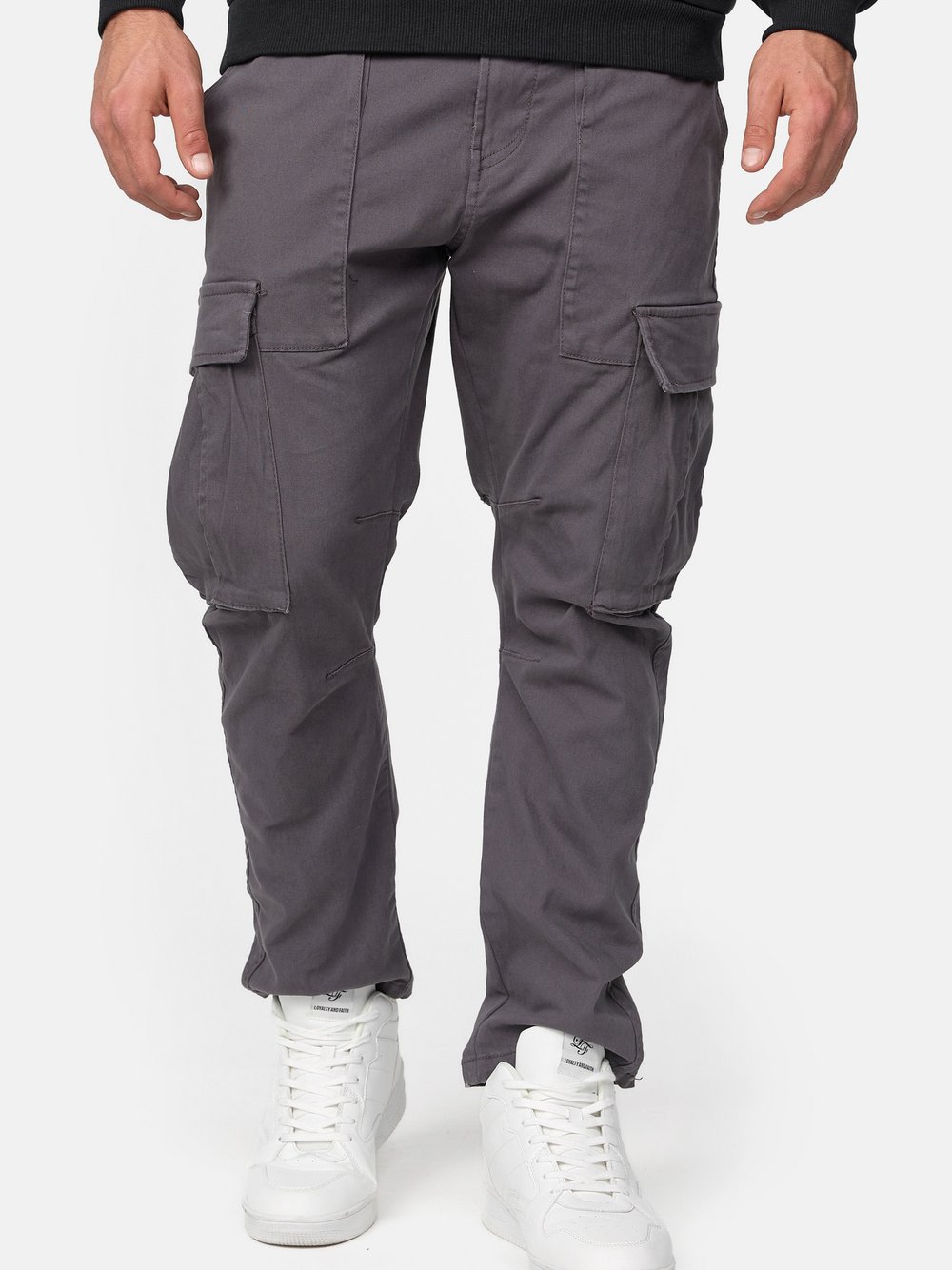 Indicode Cargohose Herren Baumwolle grau, L