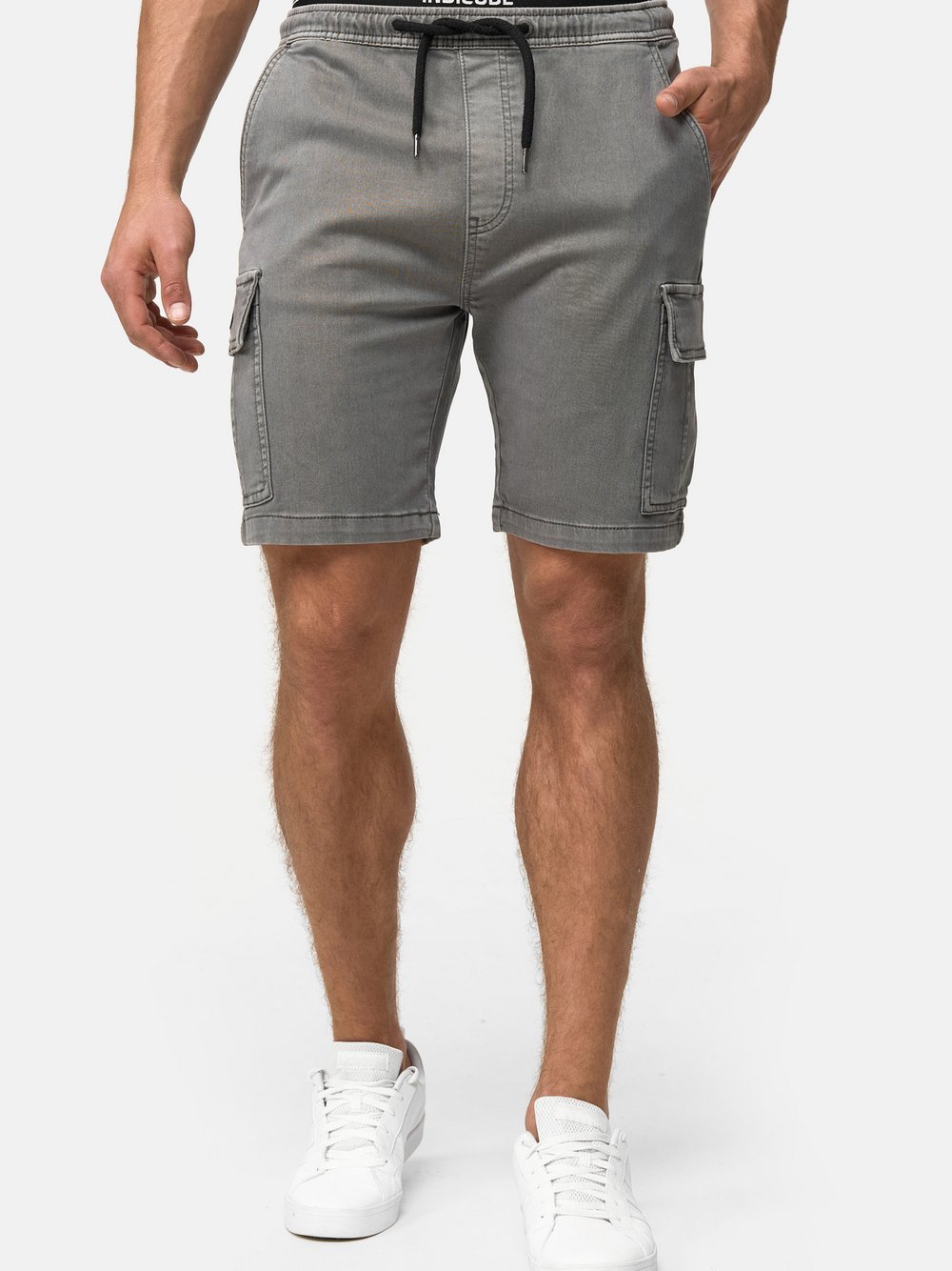 Indicode Shorts Jeans Herren Baumwolle grau, M