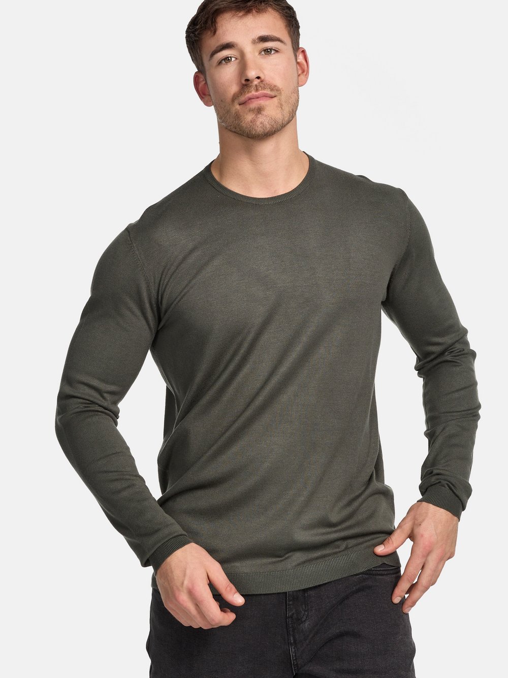 Jeff Strickpullover Herren Viskose grün, XXL