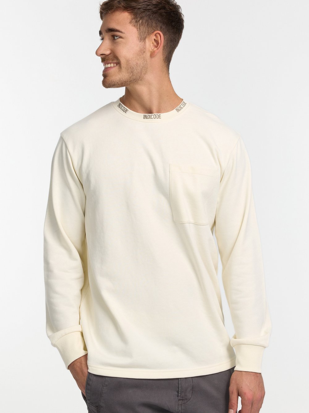 Indicode Sweatshirt Herren Baumwolle weiß, M