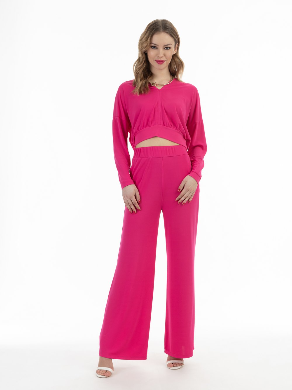 Faina Cropped Langarm-Shirt Damen rosa, XS