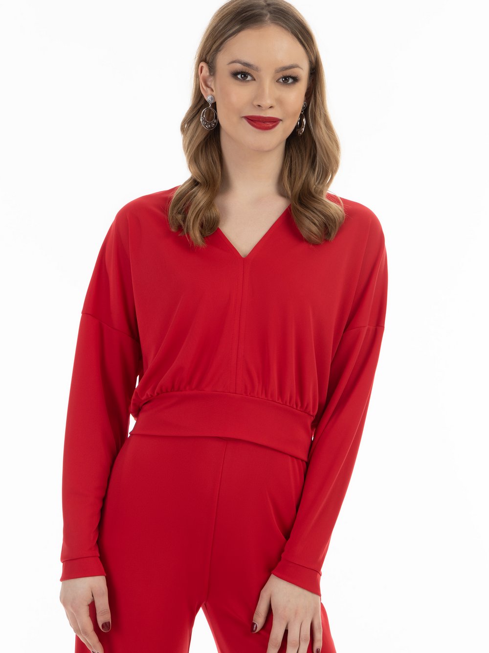 Faina Cropped Langarm-Shirt Damen rot, XS