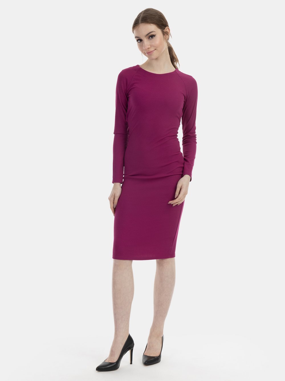 MyMo Langarmkleid midi Damen rosa, XL/XXL