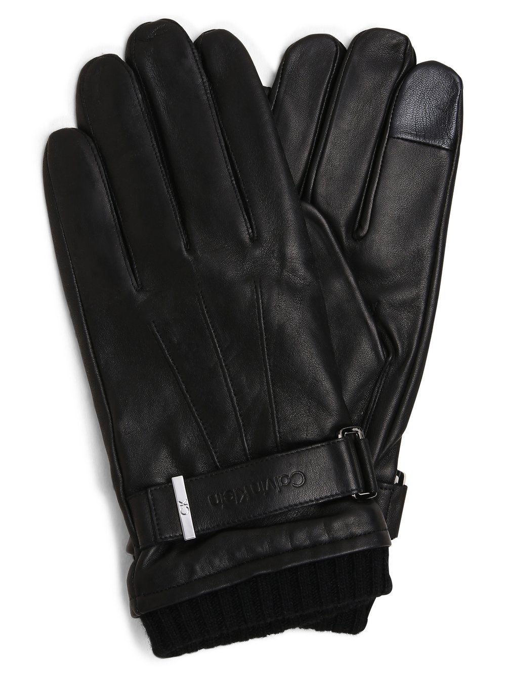 Calvin Klein Skórzane rękawiczki Mężczyźni skóra czarny jednolity, L/XL