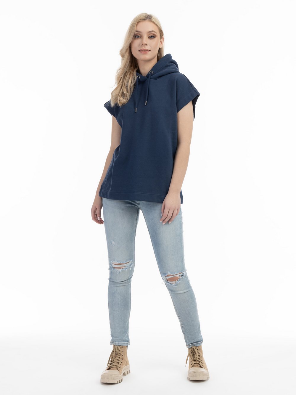 Dreimaster Oversize Sweatshirt Damen Baumwolle blau, M