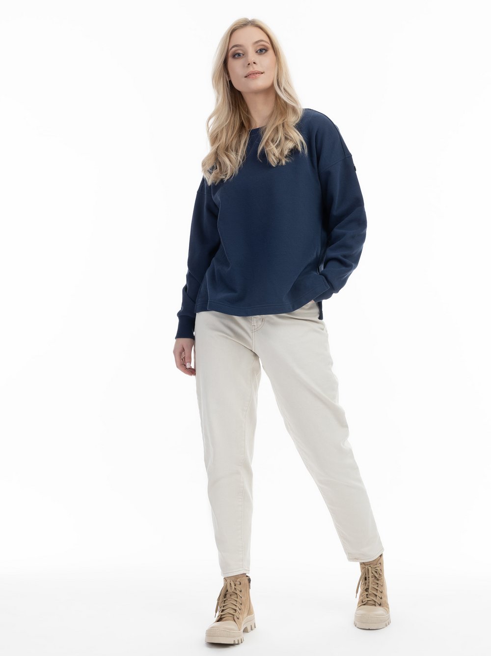 Dreimaster Oversize Sweatshirt Damen Baumwolle blau, L