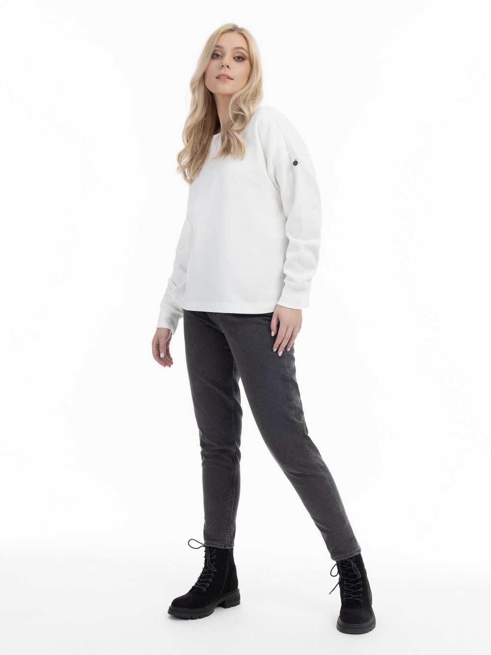 Dreimaster Oversize Sweatshirt Damen Baumwolle weiß, M