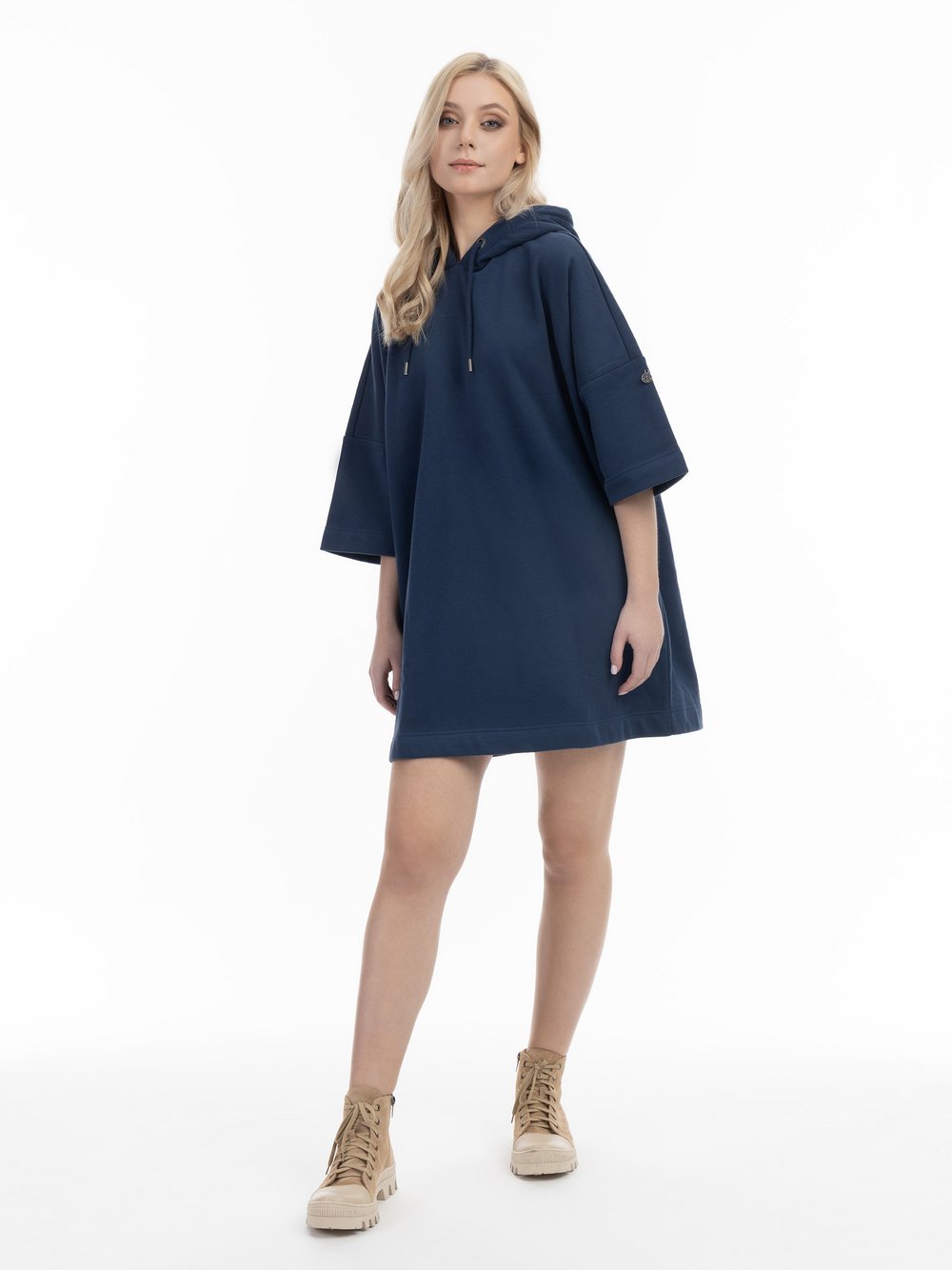 Dreimaster Oversize Sweatshirtkleid Damen Baumwolle blau, XL