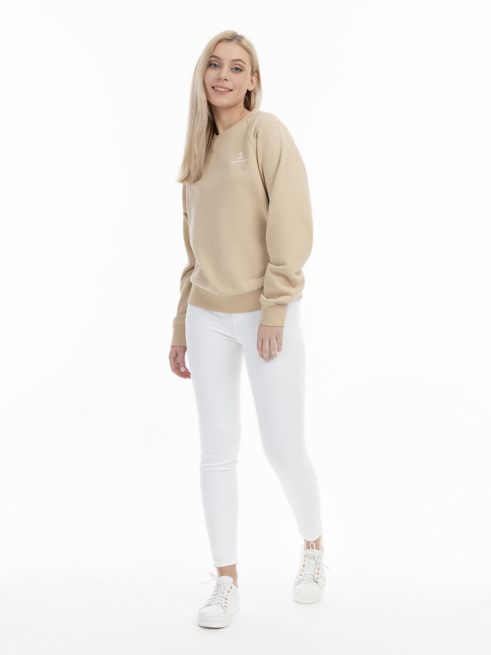 Dreimaster Sweatshirt mit Rundhals Damen Baumwolle beige, XL