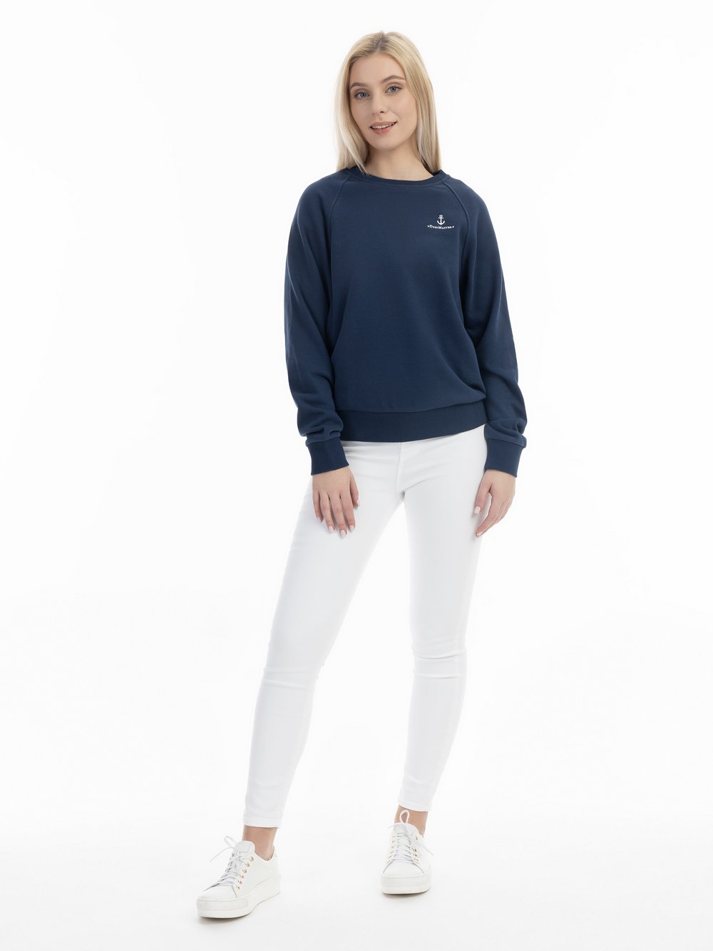 Dreimaster Sweatshirt mit Rundhals Damen Baumwolle blau, XS