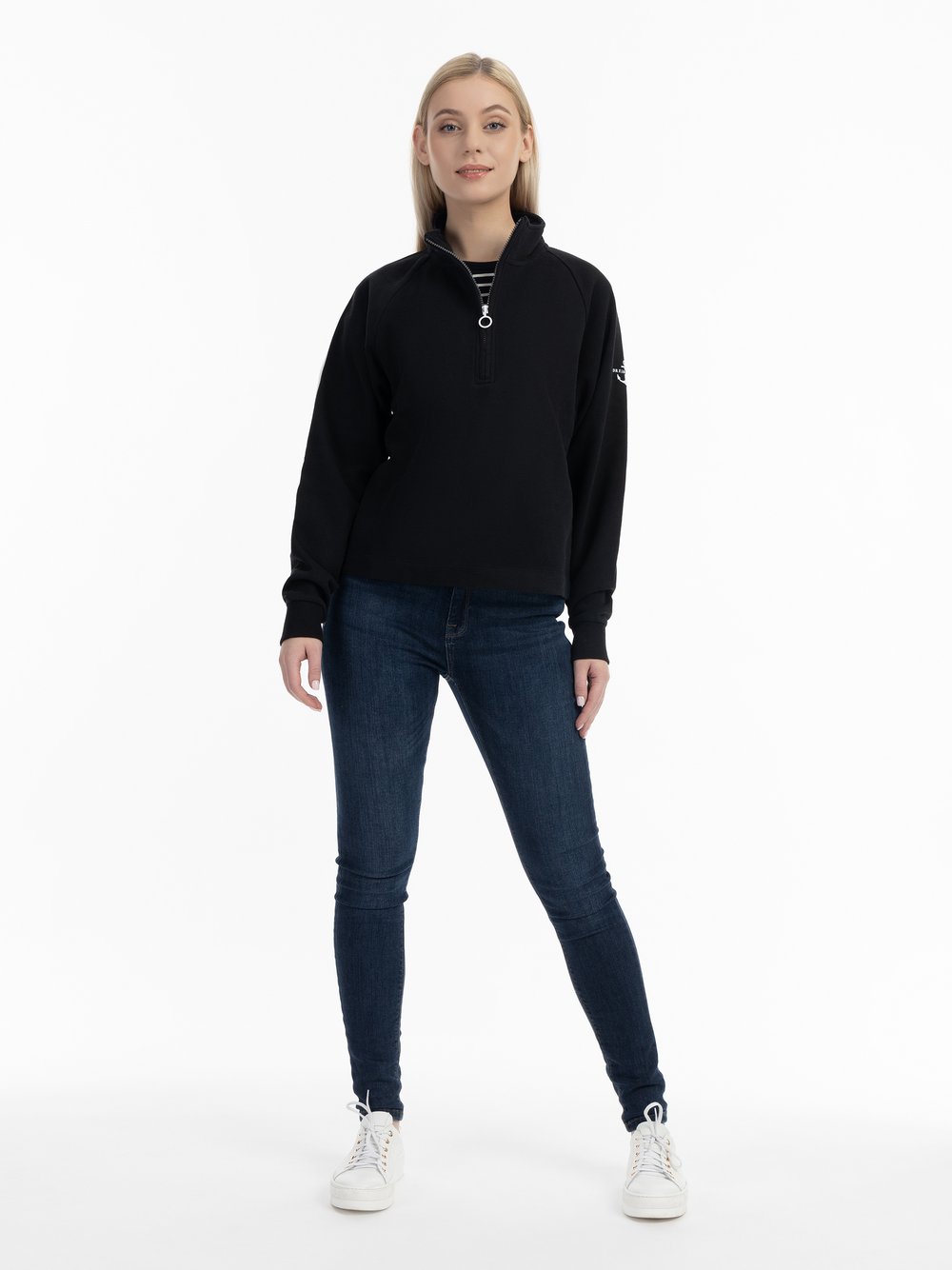 Dreimaster Sweatshirt-Troyer Damen Baumwolle schwarz, XS