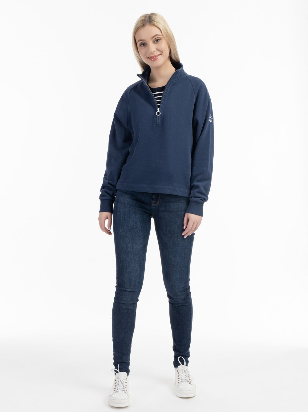 Dreimaster Sweatshirt-Troyer Damen Baumwolle blau, M