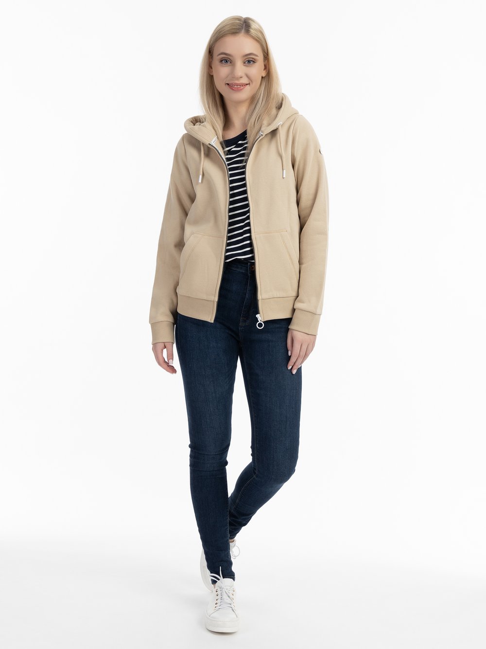 Dreimaster Kapuzenjacke Damen Baumwolle beige, XL