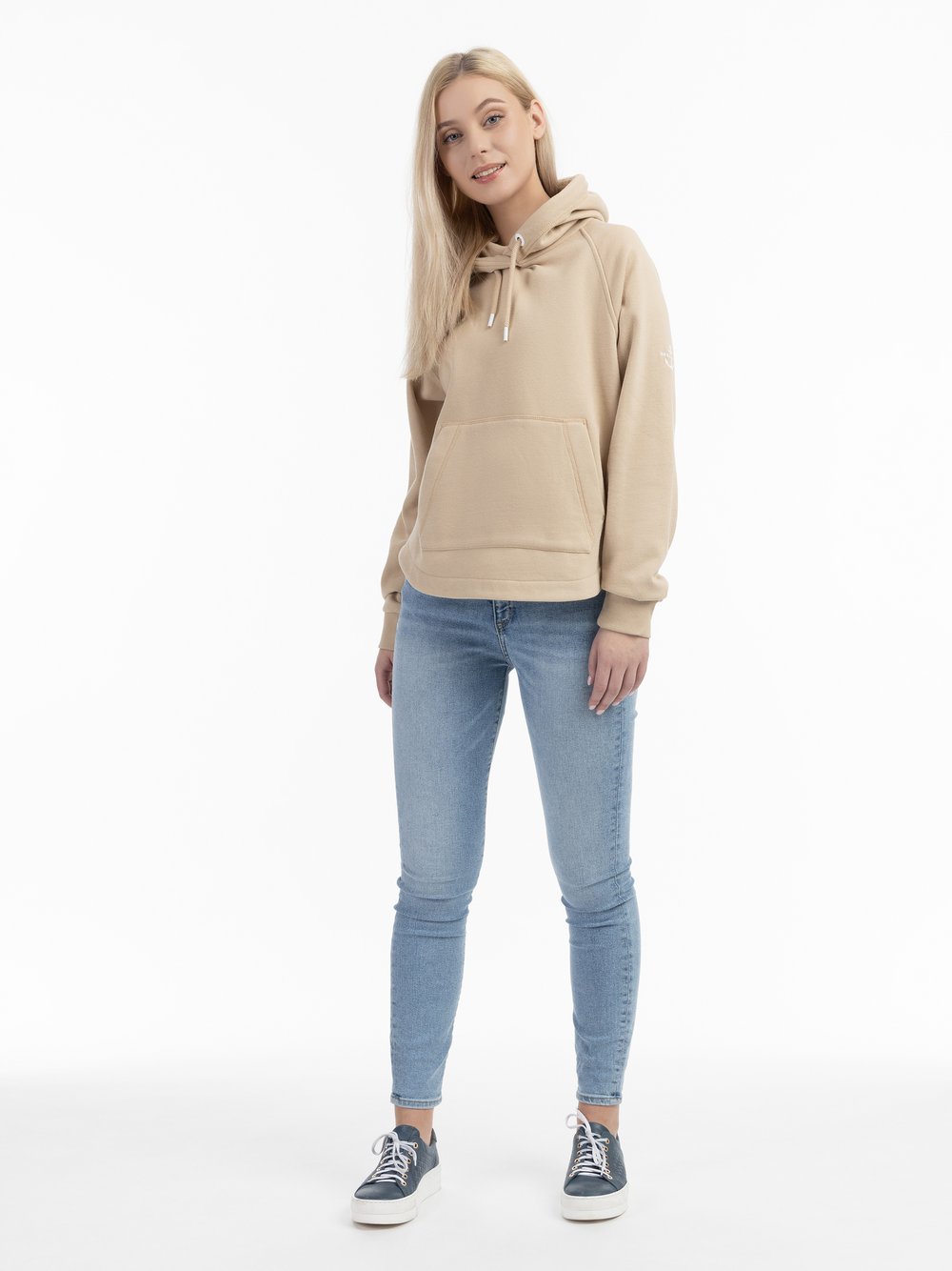 Dreimaster Kapuzenpullover Damen Baumwolle beige, XXL