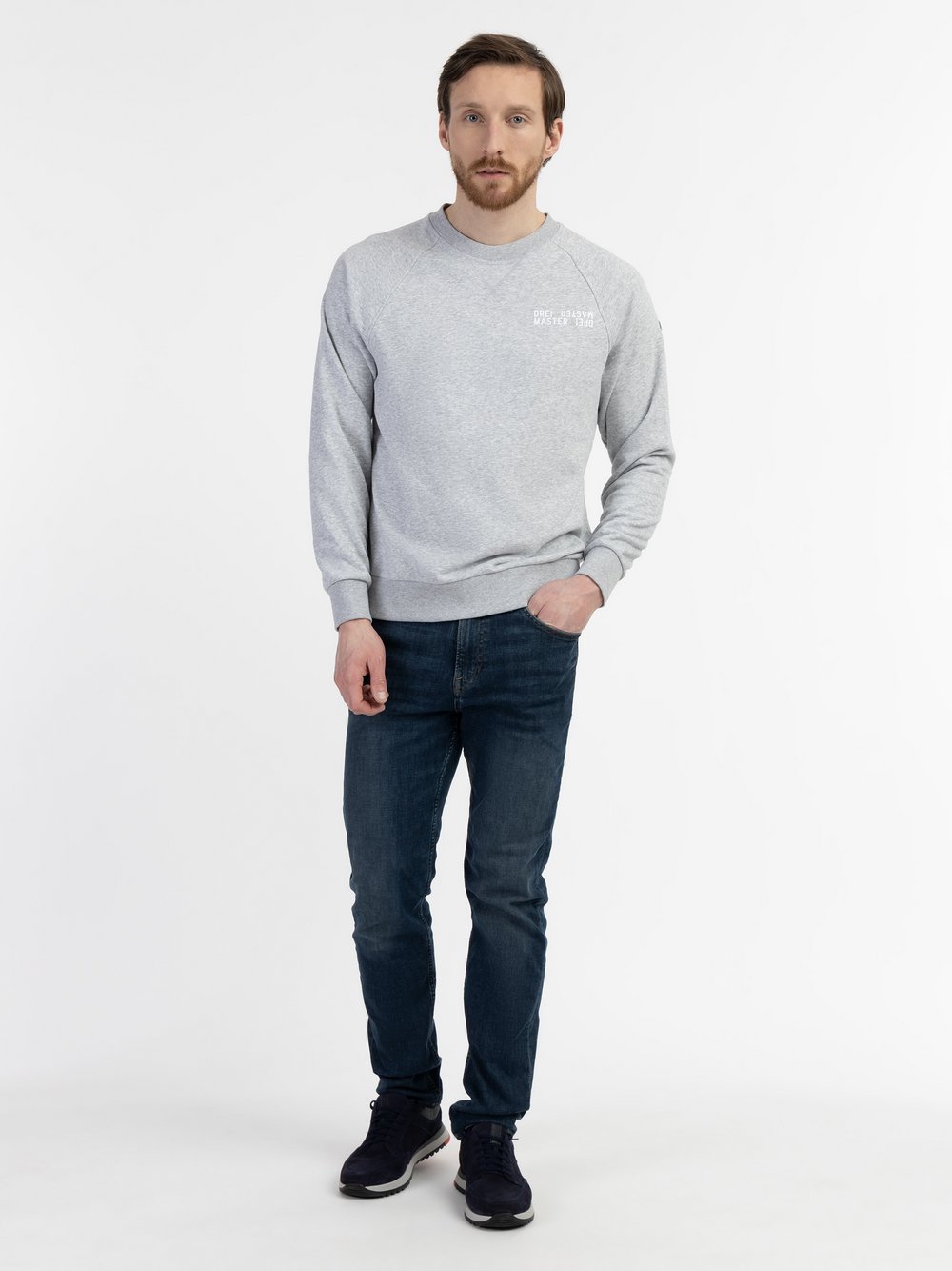 Dreimaster Sweatshirt mit Rundhals Herren Baumwolle grau, XXL