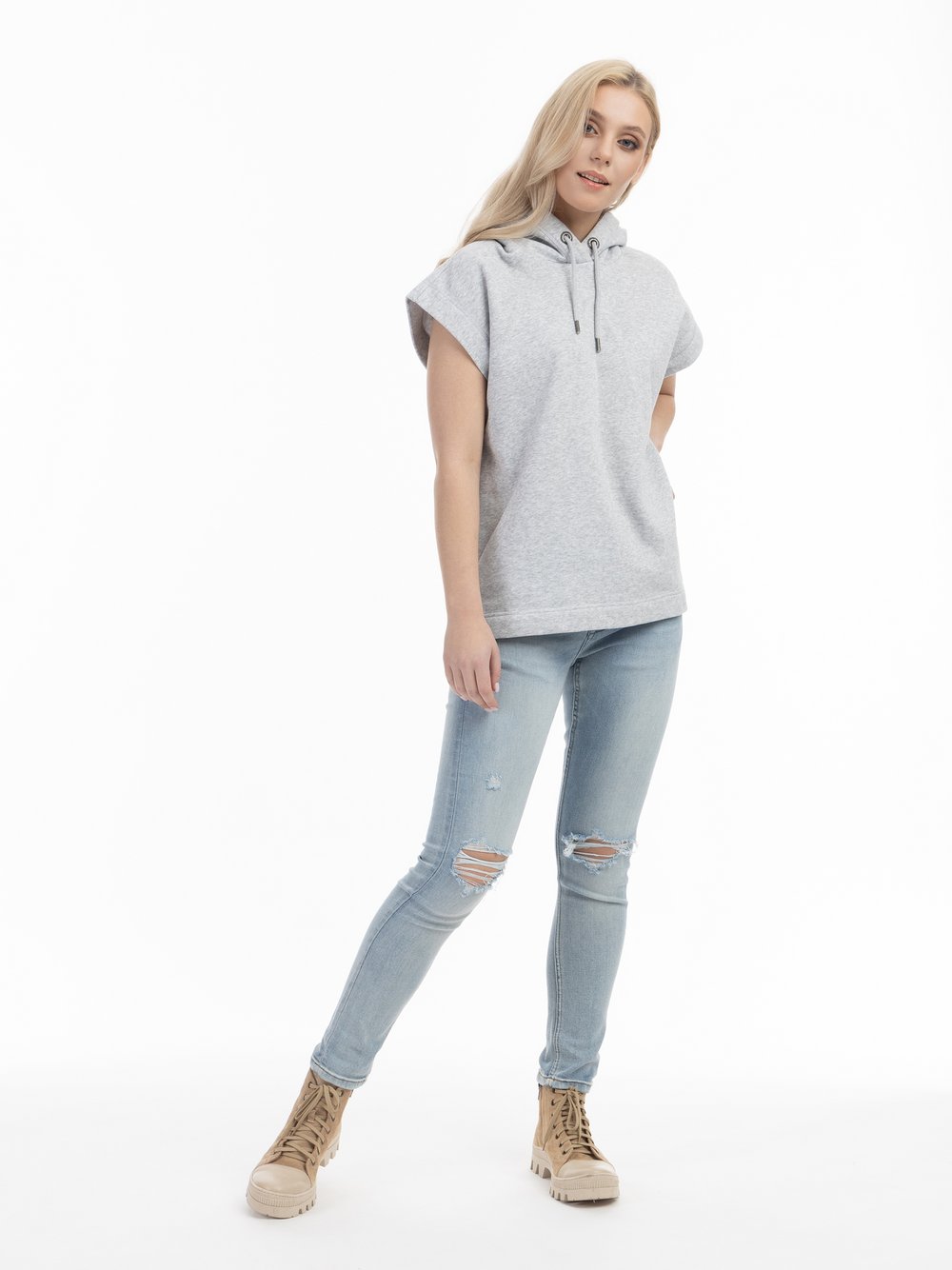 Dreimaster Oversize Sweatshirt Damen Baumwolle grau, L